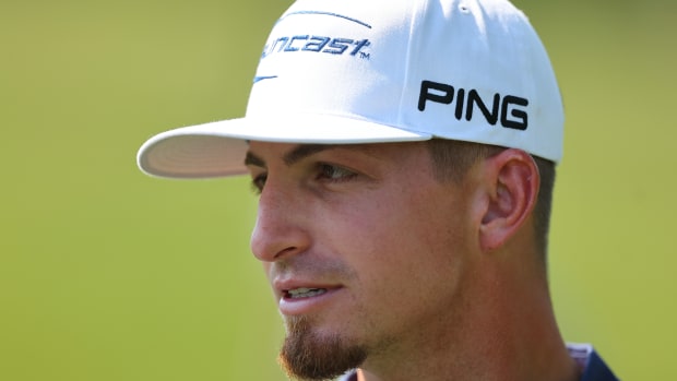 Sam Bennett of the United States walks the 18th fairway during the first round of the Memorial Tournament presented by Workday at Muirfield Village Golf Club on June 01, 2023 in Dublin, Ohio.